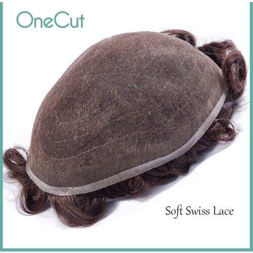 Full Lace Base Men Toupee Remy Human Hair Replacement System Natural Hairline Breathable Wigs Black Simulate Hair Pieces