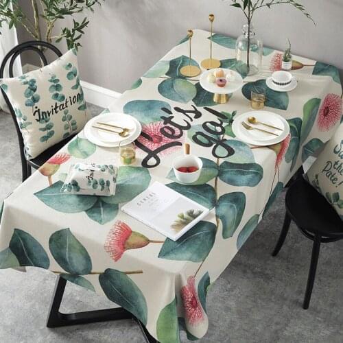 Northern European Green Vegetation Eucalyptus Leaf Tablecloth Tablecloth Table Cloth Cover Towel