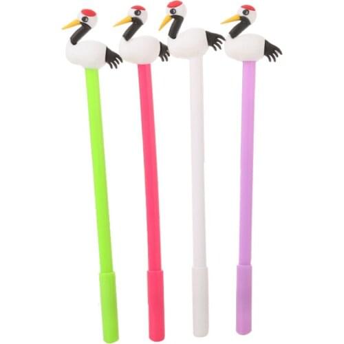 Cute Red-Crowned Crane Gel Pen Cartoon Black Signature Pen Bullet Journal Accessories Office School Supplies Korea Stationery