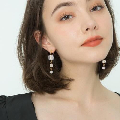 2021 Korean Version Earrings for Women Luxury Shiny Crystals Square Earings Set Simplicity Pendant Earrings Jewelry Gift