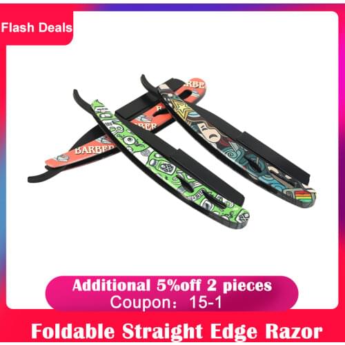 New 1pcs Foldable Straight Edge Barber Razor Metal Blade Handle Folding Shaver Knife Shaving Tool Beard Hair Cutting Tool