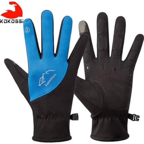 KoKossi Sports Outdoor Warm Cycling Gloves Touch Screen Fleece Non-slip Unisex Skin-friendly Fabric Wear-resistant Riding Gloves