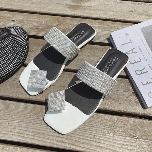 Cute Sexy Wild Trend Simple Young Women Bling Slippers Fashion Flats Open Toe Summer Slippers Slides Women Casual Shoes Solid