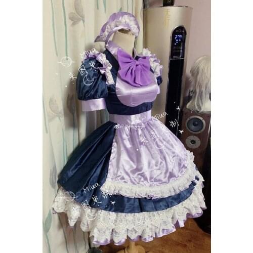 [Customize] Anime Demon Slayer Kimetsu no Yaiba Kochou Shinobu Maid Uniform Dress Cosplay Costume Halloween Party Suit For Women