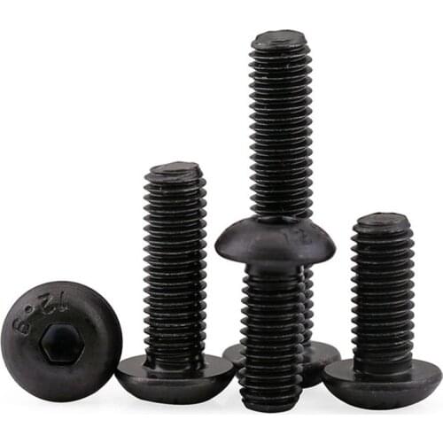 Button Head Socket Cap Screws 12.9 Grade Bolts Allen Screw Black M3 M4 M5 M6 M8