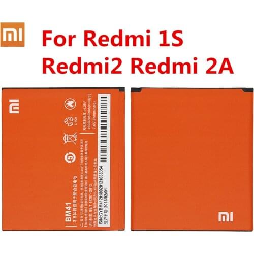 Xiao Mi Xiaomi BM41 Phone Battery For Xiao mi Redmi 1S Redmi2 Redmi 2A Redmi2A Redmi 2 2050mAh BM41 Original Replacement Battery