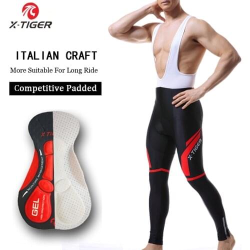 X-TIGER 5D Padded Coolmax Gel Long Cycling Bib Pants Breathable Bib Pants for Autumn MTB Bike Bicycle Racing Bib Shorts
