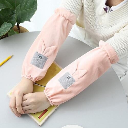 1 Pair Kitchen Sleeves for Women Cartoon Rabbit Ear Design Dirt Resistant Elastic Cuff Oversleeves Home Cleaning Cooking Tools