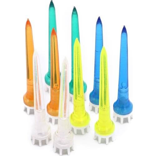 10pcs Mixed Color Plastic Golf Tees 78mm Transparent Crown Golf Tee Lightweight Portable To Carry For Golf Accessories Radom