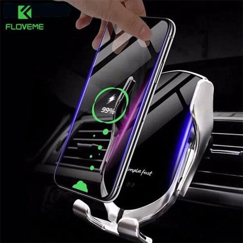 FLOVEME Air Vent Mount Car Phone Holder 10W Wireless Car Charger Infrared Senso Automatic Clamping Inalambrico Carregador