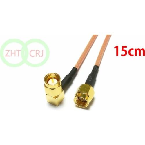 100PCS 15CM Cable RG316 SMA Male to SMA Right Angle Male Plug Jumper Pigtail New