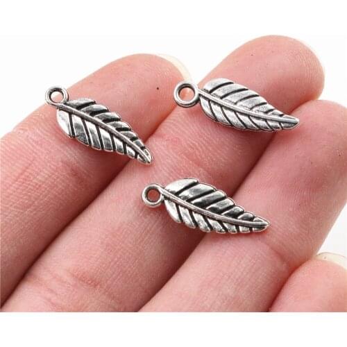19x6mm 40pcs Antique Silver Plated Leaf Style Handmade Charms Pendant:DIY for bracelet necklace-P3-47