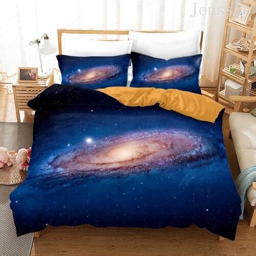 Starry Sky Pattern 2/3 Pcs Duvet Cover Set 3D Printing Universe Nebula Quilt Cover with Pillow Case Queen King Bedding Sets