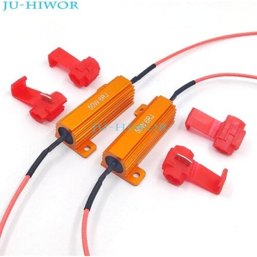 2pcs RX24 6 Ohm 50Watts Aluminium Housed High Power Decoder Resistor For LED Load Canbus Resistor Bulb Lamp