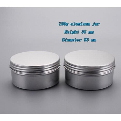 200pcs/lot Capacity 150g (83*35mm) high quality aluminium cosmetic jar with screw thread,Aluminum jar