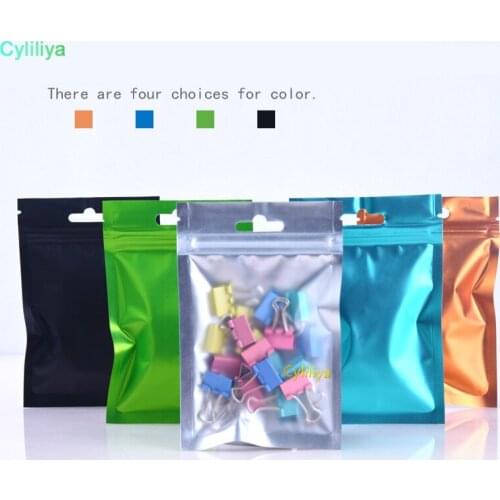 200Pcs/Lot Matte Clear Front Colorful Aluminum Foil Plastic Valve Zip Lock Pouch Bag Frosted Mylar Ziplock Package Hang Hole Bag