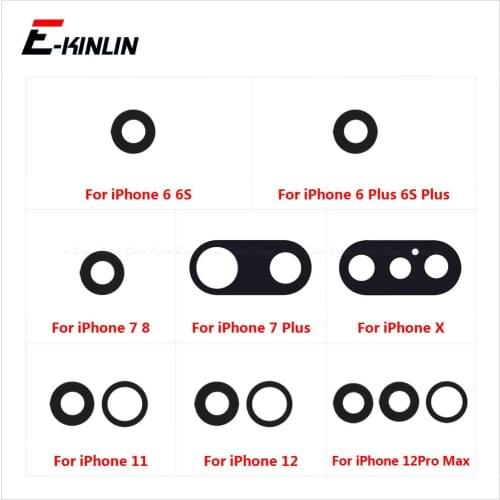 5pcs Back Camera Lens Rear Camera Glass Lens With 3M Sticker For iPhone 6 6S 7 8 Plus X XS 11 12 mini 12 Pro Max Repair Parts