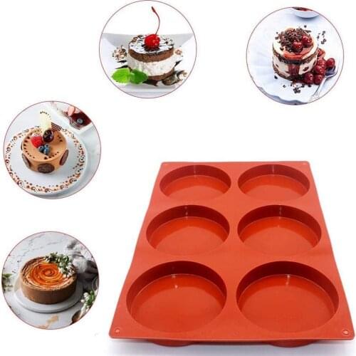 6-cavity Silicone Cake Mold Pie Custard Tart Resin Mold Bakeware Coaster Tray Mould Chocolate Cake Mold Kitchen Baking Tools