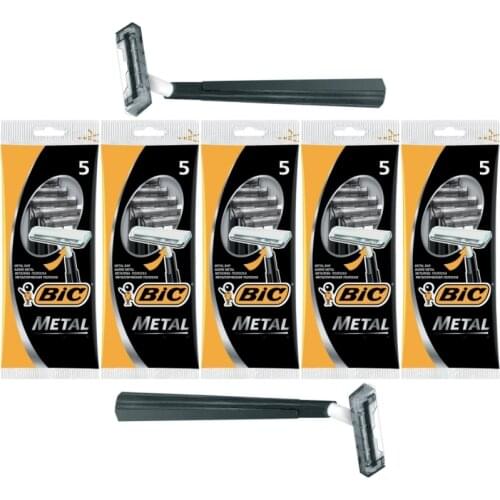 Bic Metal Disposable Razors For Tough Beards 5 Pack/25 Pcs