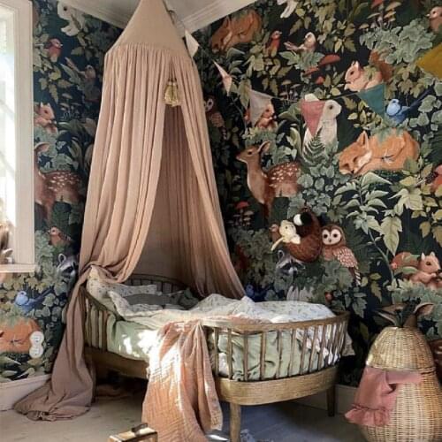 Kids Play Tents Bed Canopy Curtain Girls Princess Cotton Mosquito Net for Crib Round Hung Dome Bed Valance Children Room Decor