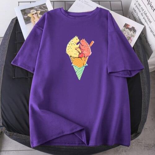 Two Bear Cute Woman T-shirts Oversize Hip Hop Tees Short Sleeve Summer Camisetas Fashion Tops Casual High Quality Lady Clothing