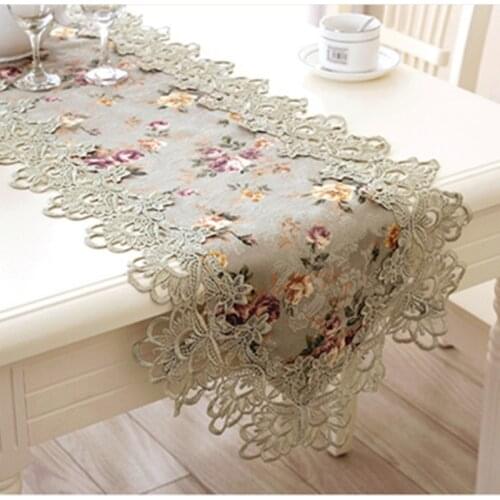 Top Elegant European style Embroidery lace table runner pastoral print runner princess home decoration table runners placemats