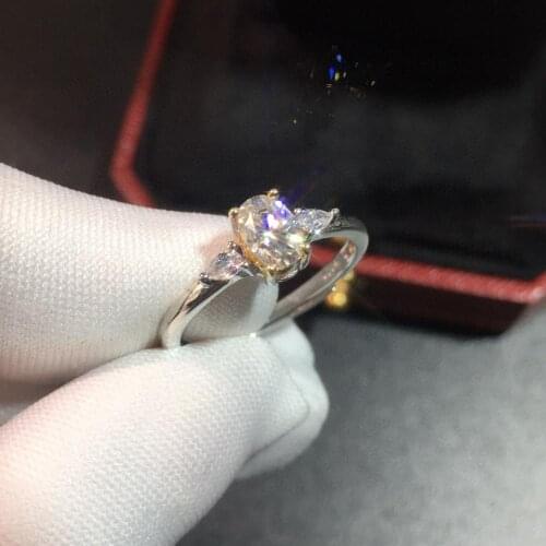 Inbeaut 925 Silver Excellent Cut Oval Moissanite Ring Pass Diamond Test 0.5 ct D Color Top Clarity Moissanite Engagement Rings