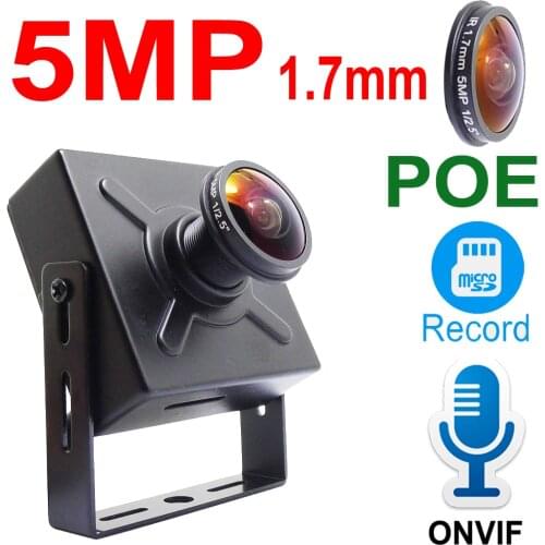 JIENUO 5MP Mini Panoramic Camera POE Ip Audio 1.7mm Lens Cam Cctv Security Surveillance High Definition Onvif HD Home Camera Ip