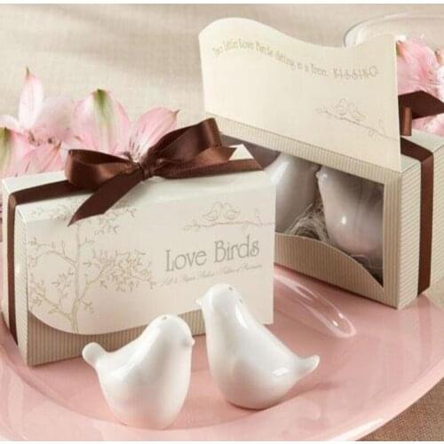 2pcs/lot Love Birds ceramic wedding gifts for guests love birds salt and pepper Shaker shakers LX4484