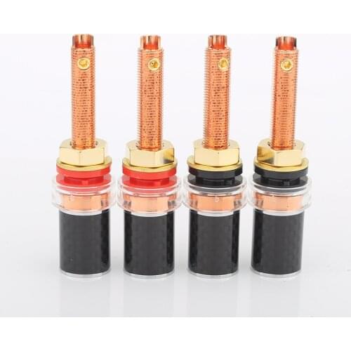 Hi-End Carbon Fiber Red Copper Plated Speaker Terminal Binding post 4mm jack banana plug Binding Post