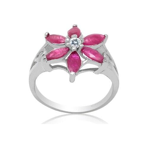 100% Natural Ruby Silver Ring for Party 2.5mm*5mm Real Ruby Ring Solid 925 Silver Ruby Jewelry Birthday Gift for Woman