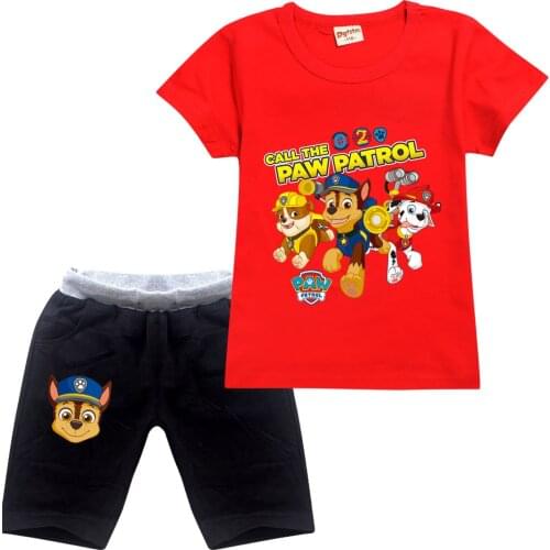Summer Baby Boy Clothes Cartoon Paw Patrol Print Kid Girl Children Top Tee Short Sleeve T Shirt+Short 2Pcs Set