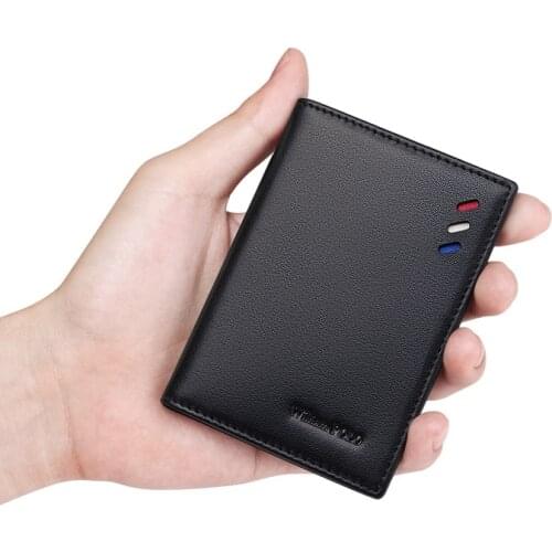 WILLIAMPOLO Wallet For Cards RFID Cards Holder Thin Protect Wallet Plush Credential Holder Luxury Genuine Leather Purse Men