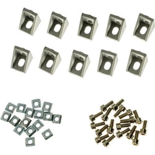 Aluminum Profile Connector Set: Corner Bracket 40Pcs Hex Socket Screw Bolt 40Pcs T Slot Nut Furniture Hardware Corner Fitting