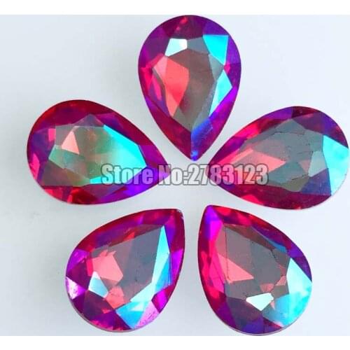 New product!! Red AB color Drop shape Crystal glass pointback rhinestones, DIY/Clothing accessories SWSP705 Free shipping