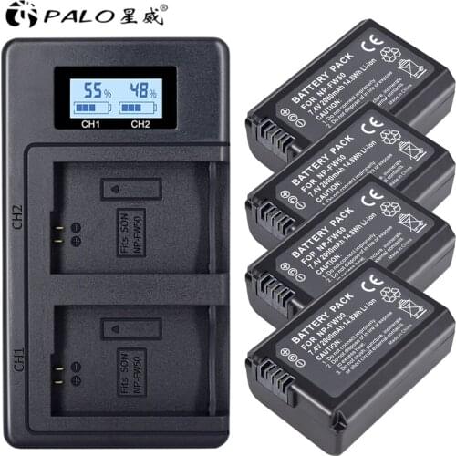 4pc NP-FW50 NP FW50 FW50 Battery+LCD USB Dual Charger for Sony A6000 5100 a3000 a35 A55 a7s II alpha 55 alpha 7 A72 A7R Nex7 NE