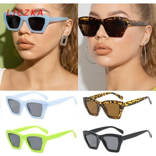 Womens Fashion Glasses Vintage Oversized Square Cat Eye Sunglasses Ladies 2021 Leopard Frame Design Eyewear Outdoor zonnebril