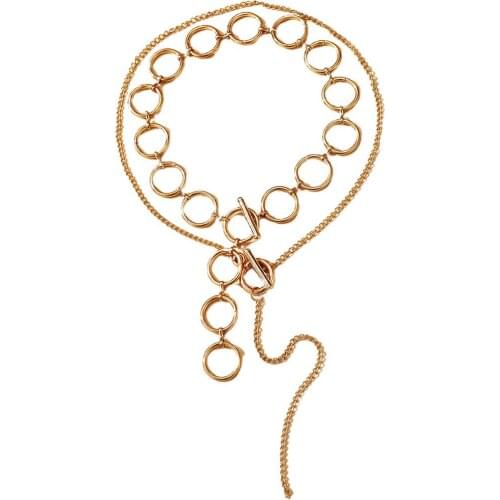 Exquisite Women Buckle Circle Necklace Choker Necklace Simple Fashion Gold Round Clavicle Chain Gold Chocker Jewelry Accessories