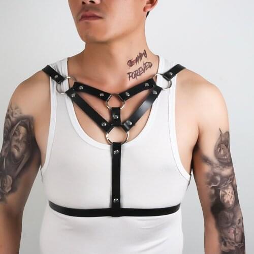2021 Men Fetish Sexual Chest Leather Harness Belts Adjustable BDSM Gay Body Bondage Erotic Straps Rave Gay Clothing Accessories