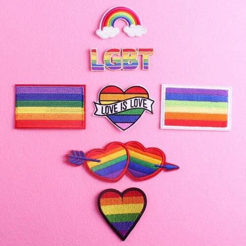 Rainbow Stripes For Clothes LGBT Letter Embroidered Patches For Clothing Stickers Iron on Patches on Clothes Gay Appliques Badge