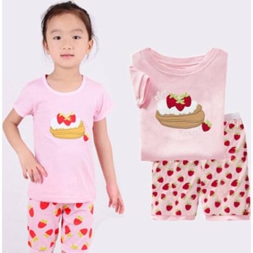 Retail! New 2-7Y Summer King Sleepwear Cotton Pijamas Girls Pajamas Sets Short Sleeves Shirts+Shorts Boys Short Sleeve Homewear