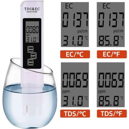 3 in 1 TDS EC Meter Temperature Digital LCD Water Testing Pen Purity Filter with 4 Different Modes Water Level Tester Dropship