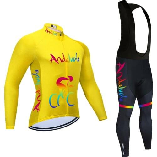 2021 Andalucia Men Bicycle Clothing Set Team Long Sleeve Autumn Cycling Set Bike Jersey Ropa Maillot Ciclismo Cycling 20D