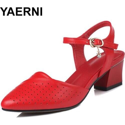 YAERNIPlus Size Classic Summer Sandals | Pointed cow leather sandals, womens sandals, non-slip, comfortable, high heels, women
