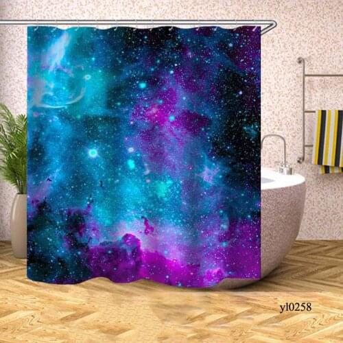Universe Shower Curtains Purple Starry Sky Waterproof Bath Curtains for Bathroom Bathtub Large Wide Bathing Cover Rideau De Bain