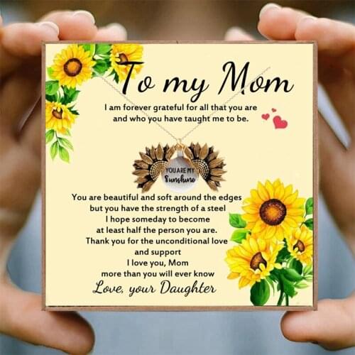 You Are My Sunshine Pendant Necklace Sunflower Open Locket Sweater Chain Necklace Gift Jewelry for Women Mom Girls Dropping