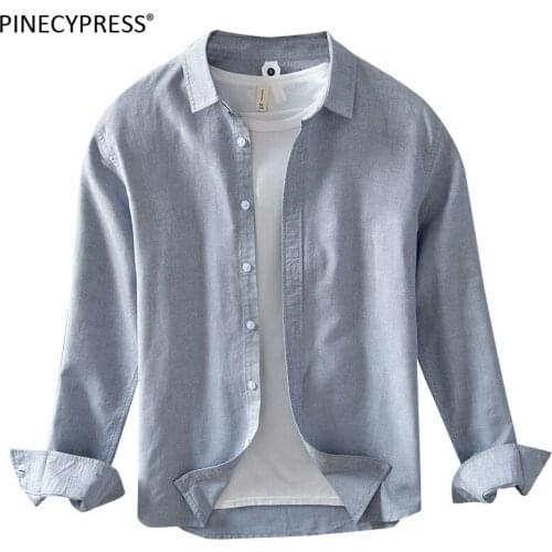 100% Cotton Oxford Quality Anti-pilling Anti-static Man Spring Summer Turn Down Collar Male Casual Solid Men Long Sleeve Shirt