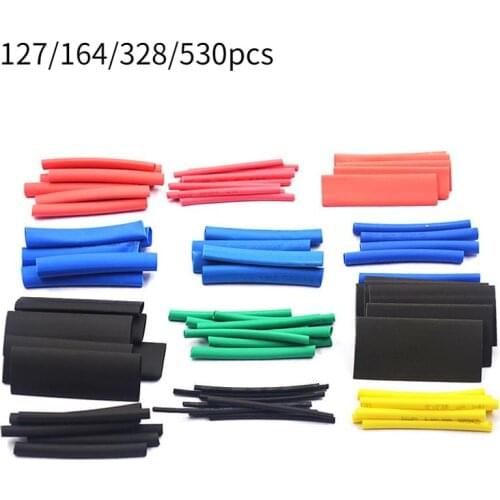 127/164/328/530pc Bagged Thermoresistant tube Heat Shrink wrapping kit, Shrinking Tubing Assorted Wire Cable Insulation Sleeving