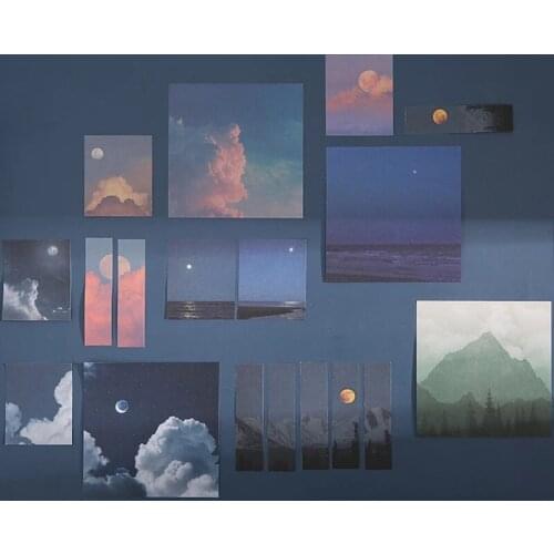 240 pcs Combination Sticky Notes Aesthetic Scenery Sunset Moon Star Cloud Bullet Journaling Accessories Self-adhesive Memo Pad