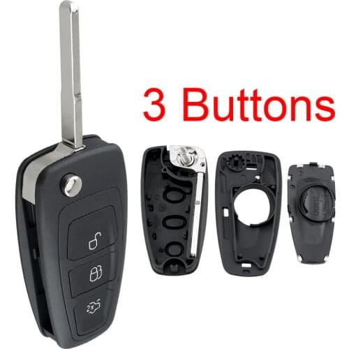3Buttons Smart Car Key Case Shell Replacement with HU101 Blade Flip Folding Remote Cover Fit for Ford MONDEO FOCUS S MAX FIESTA